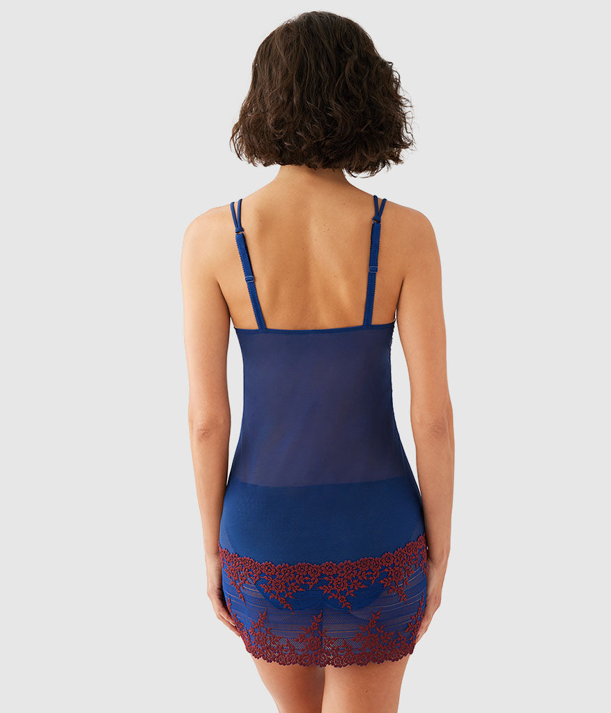 Embrace Lace® Chemise - Blue Depths/Cordovan | Wacoal Top Pick