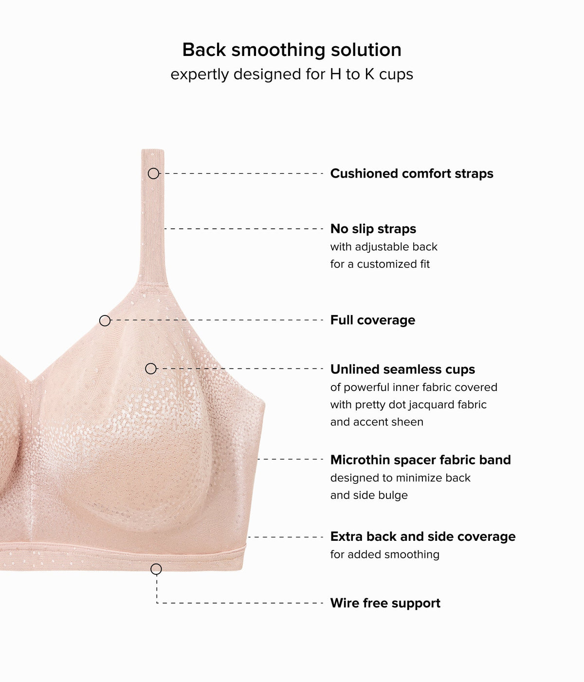 Back Appeal® H-K Cup Wire Free Bra - Rose Dust | Wacoal Trusted