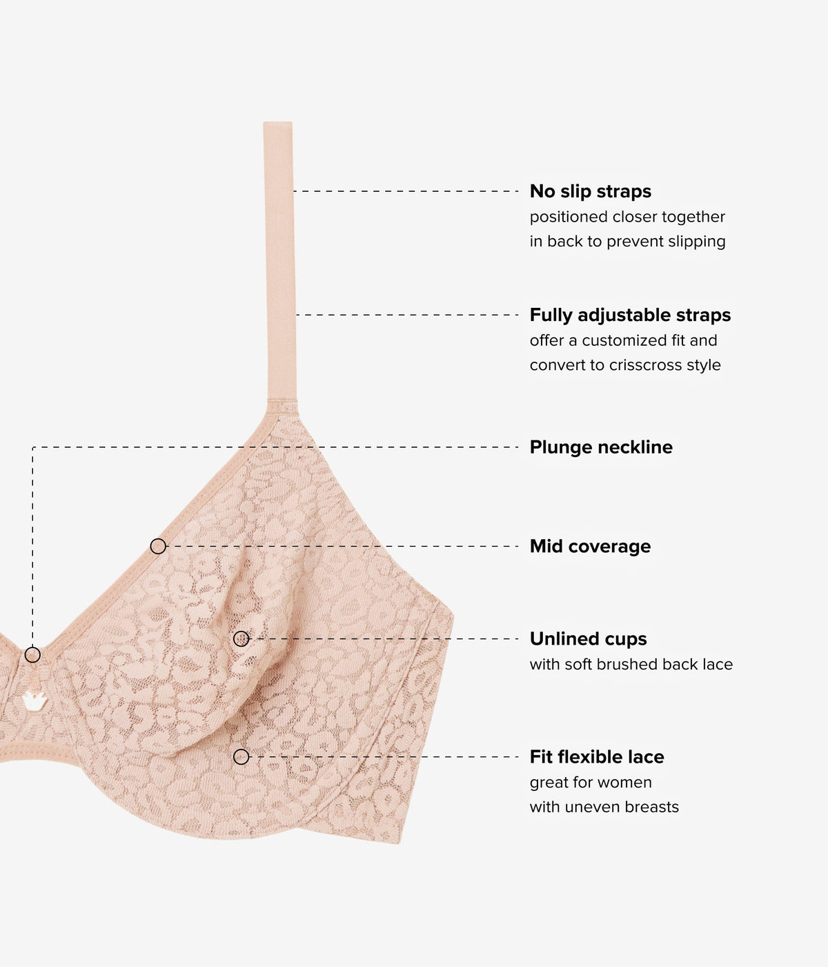 High Bar™ Plunge Underwire Bra - Roebuck | Wacoal Quality