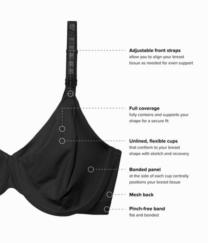 Shape Revelation® Uneven Underwire Bra - Black | Wacoal Latest