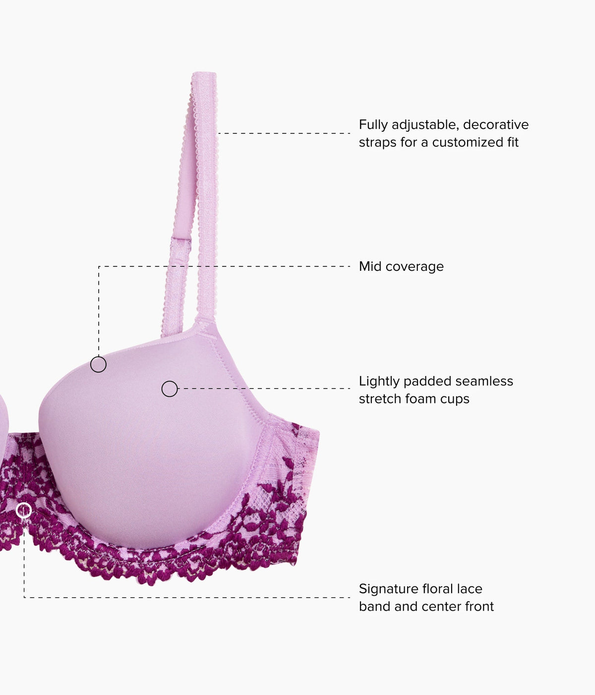 Embrace Lace® T-Shirt Bra - Lavender Sage/Dark Purple | Wacoal Top Pick