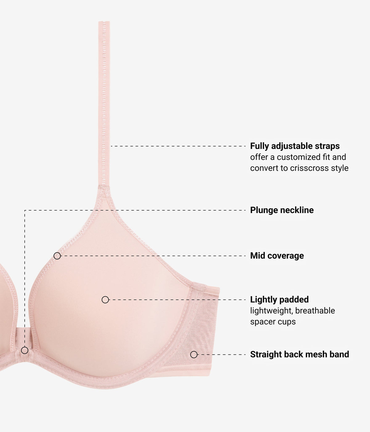 Full Transparency Plunge T-Shirt Bra - Rose Smoke | Wacoal Quality