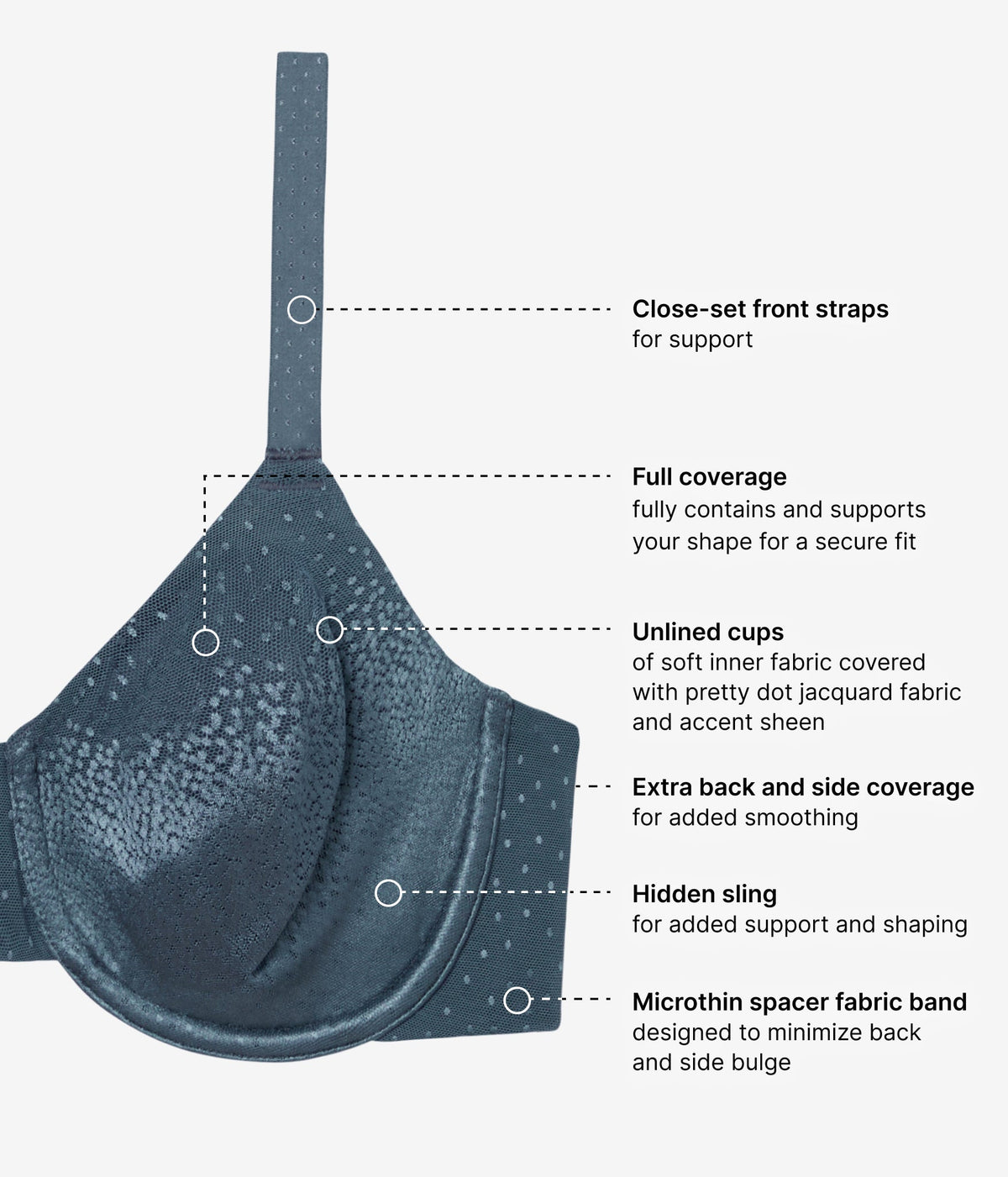 Back Appeal® Underwire Bra - Dark Slate | Wacoal Customer Favorite