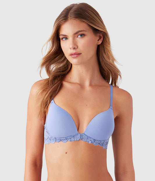 Feeling Famous Wire Free Push Up Bra - Country Blue/Bright White | Wacoal Value