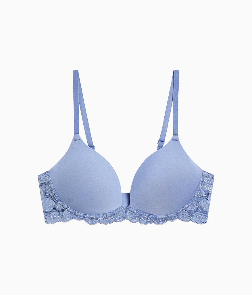 Feeling Famous Wire Free Push Up Bra - Country Blue/Bright White | Wacoal Value