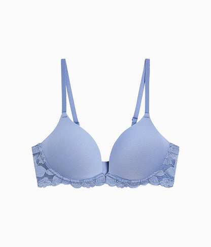 Feeling Famous Wire Free Push Up Bra - Country Blue/Bright White | Wacoal Value
