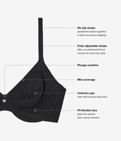 High Bar™ Plunge Underwire Bra - Black | Wacoal Trusted