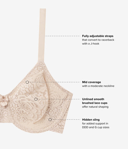 Halo Lace Underwire Bra - Sand | Wacoal Great Value