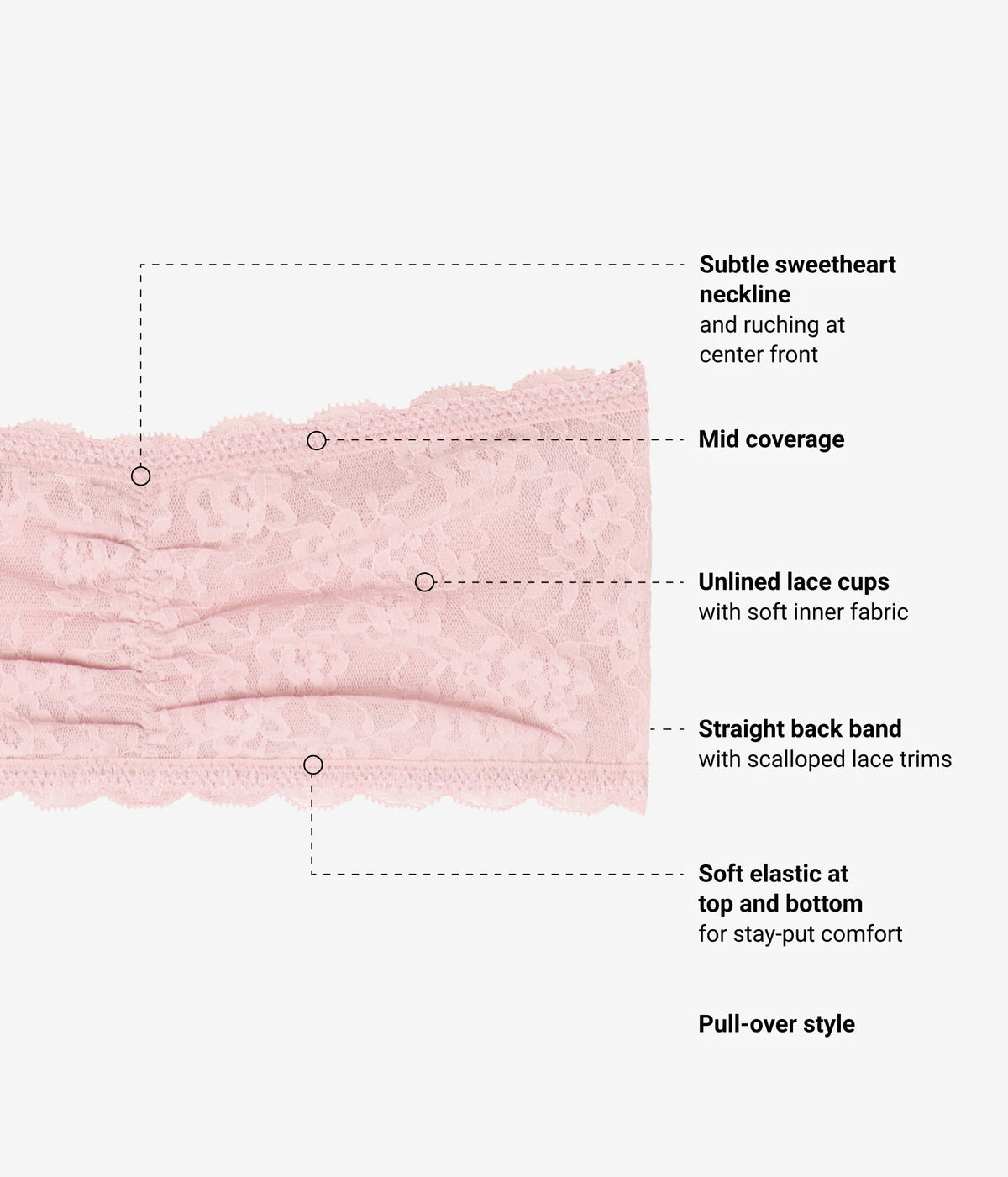 Effortlessly Lace Bandeau - Blush Pink | Wacoal Smart Buy