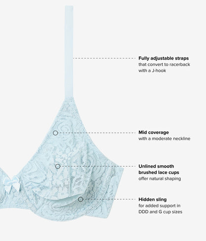 Halo Lace Underwire Bra - Soft Sky | Wacoal Great Value