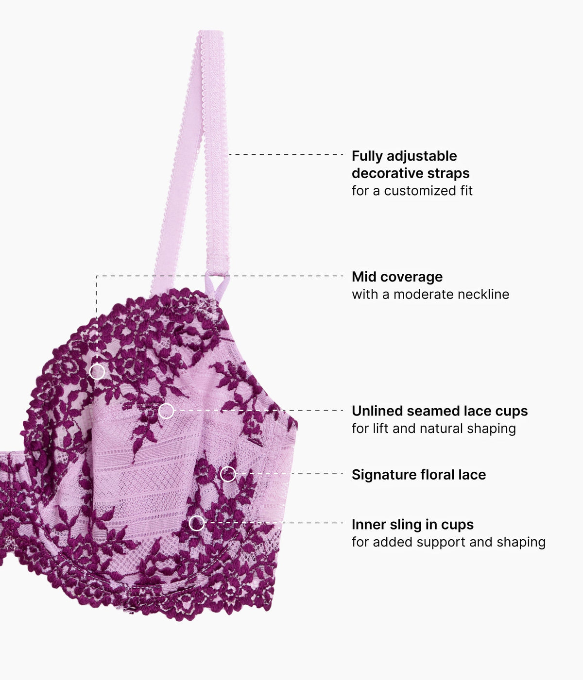 Embrace Lace® Underwire Bra - Lavender Sage/Dark Purple | Wacoal Latest