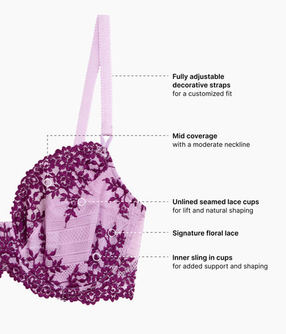 Embrace Lace® Underwire Bra - Lavender Sage/Dark Purple | Wacoal Latest