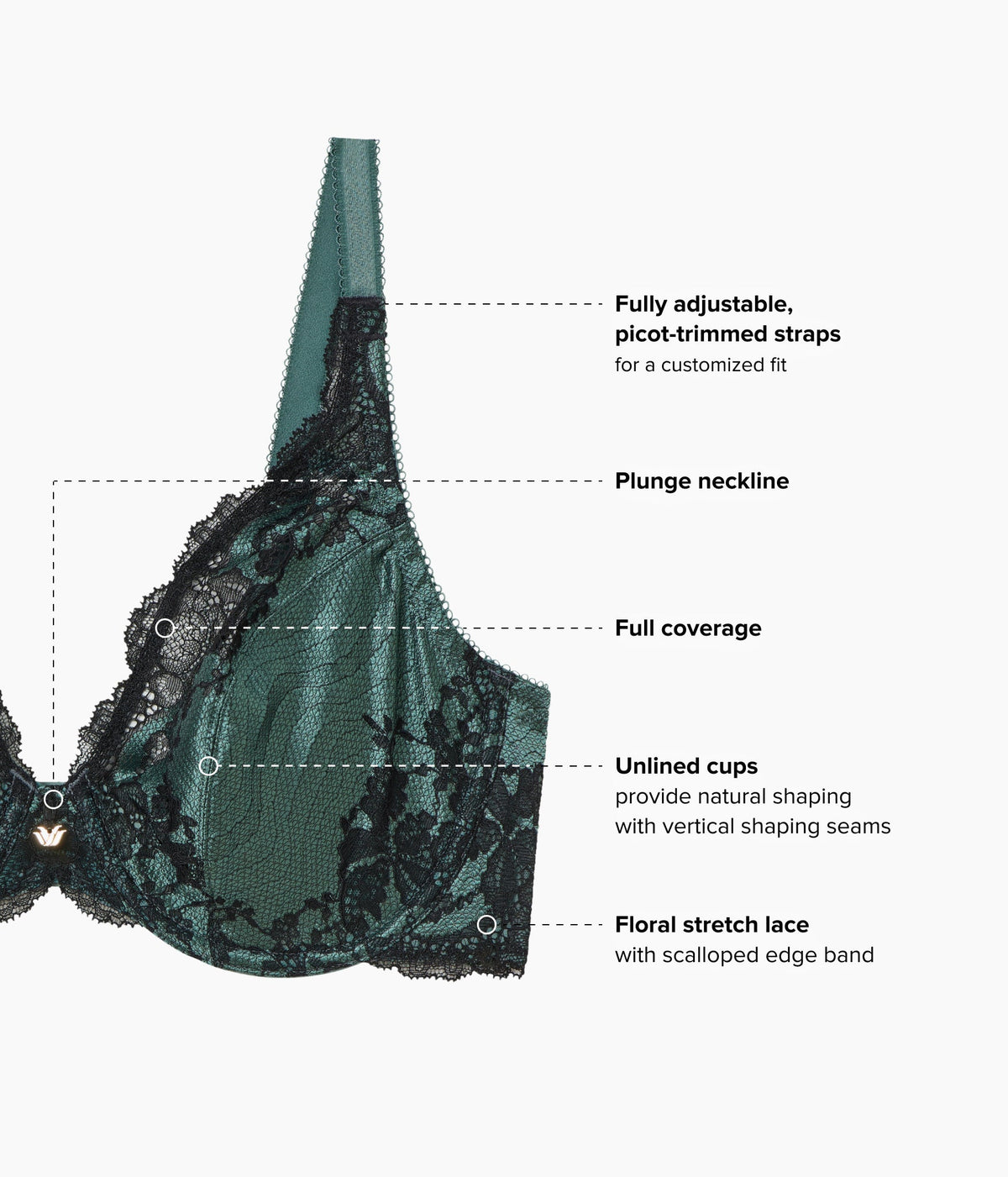 Modern Affair Plunge Underwire Bra - Silver Pine/Black | Wacoal Value