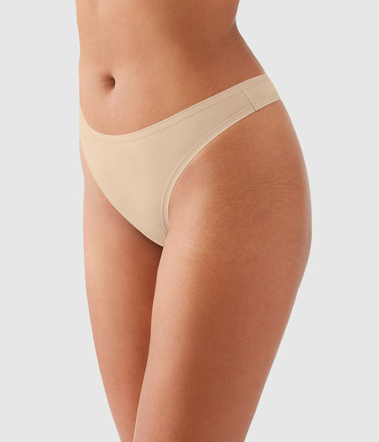 Understated Cotton Thong - Sand | Wacoal Latest