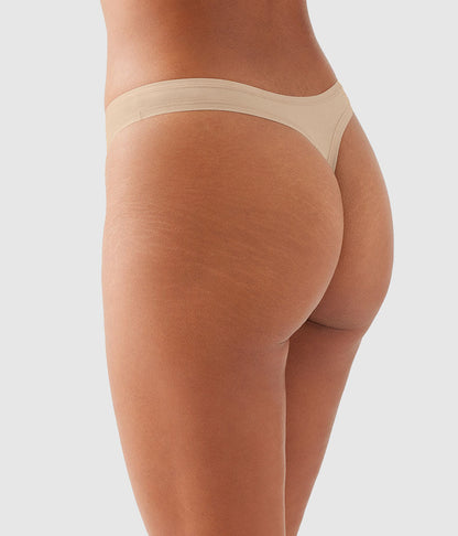 Understated Cotton Thong - Sand | Wacoal Latest