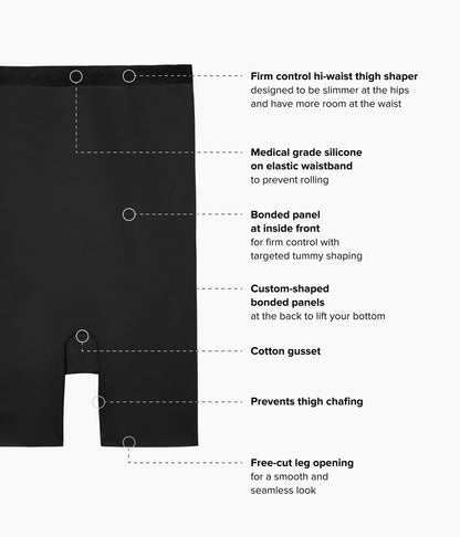Shape Revelation® Straight Hi-Waist Thigh Shaper - Black | Wacoal Great Value