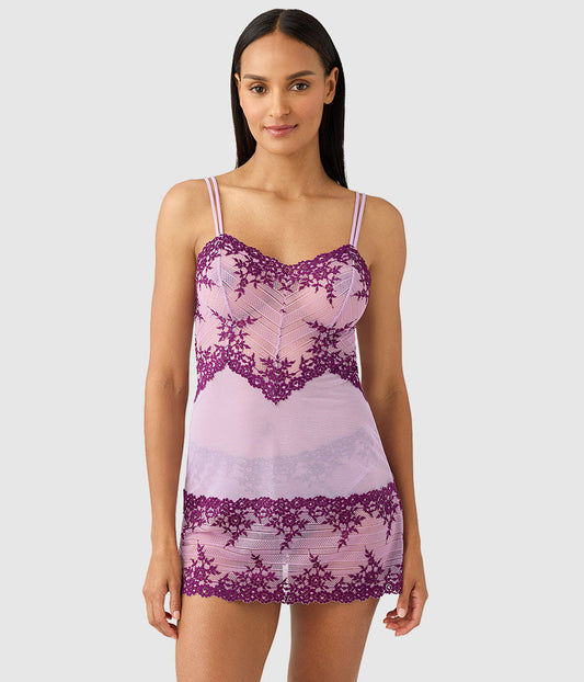Embrace Lace® Chemise - Lavender Sage/Dark Purple | Wacoal Customer Favorite