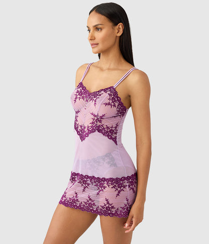 Embrace Lace® Chemise - Lavender Sage/Dark Purple | Wacoal Customer Favorite