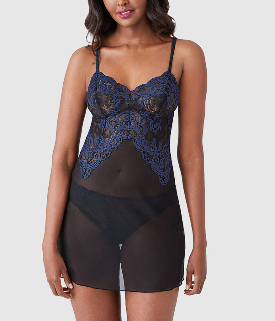 Instant Icon® Chemise - Black/Eclipse | Wacoal Quality