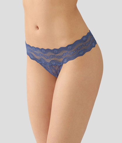 Lace Kiss Thong - Crown Blue | Wacoal Customer Favorite