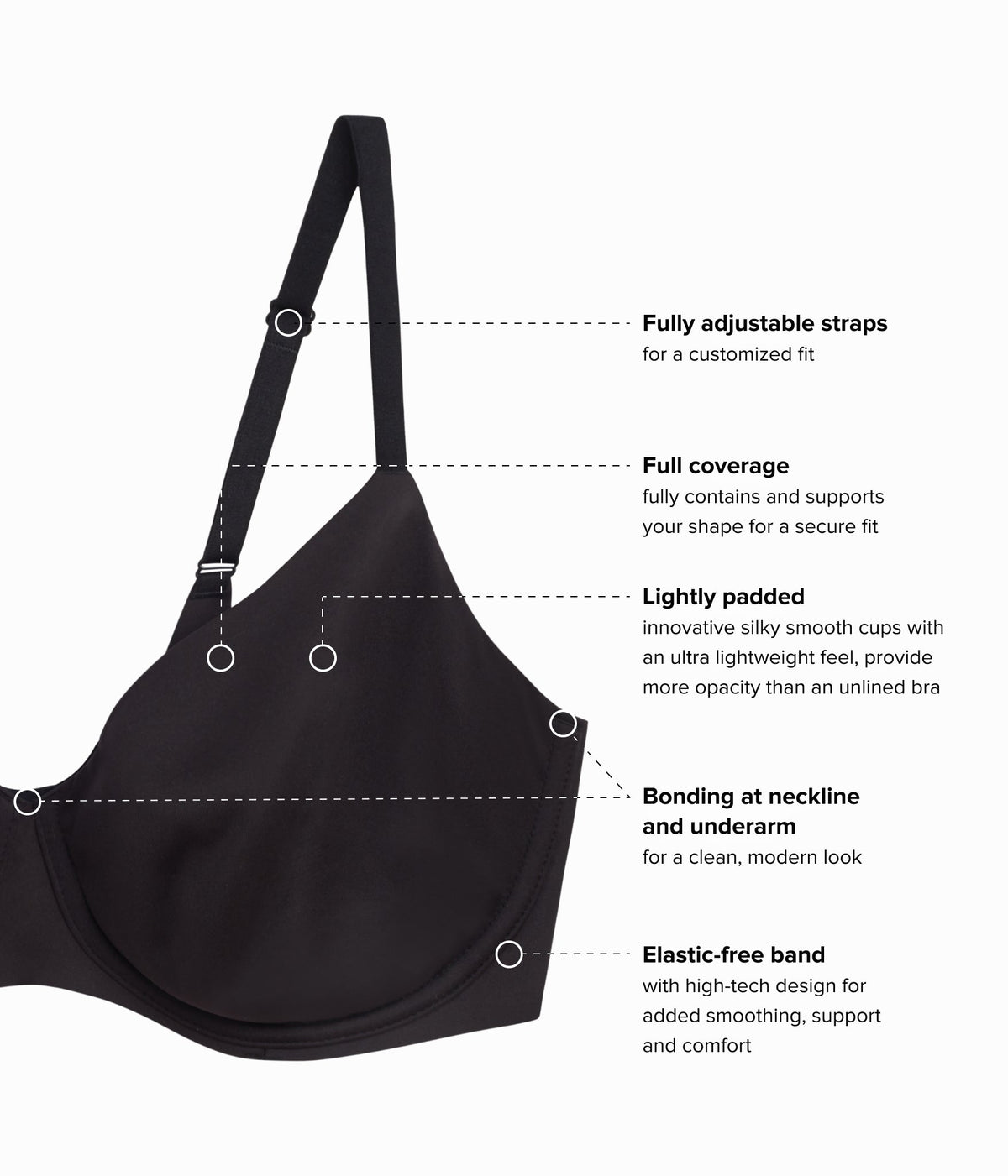 Sleek Standard Underwire Bra - Black | Wacoal Trusted
