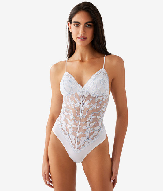 Feeling Famous Bodysuit - White/Frozen Fjord | Wacoal Top Pick