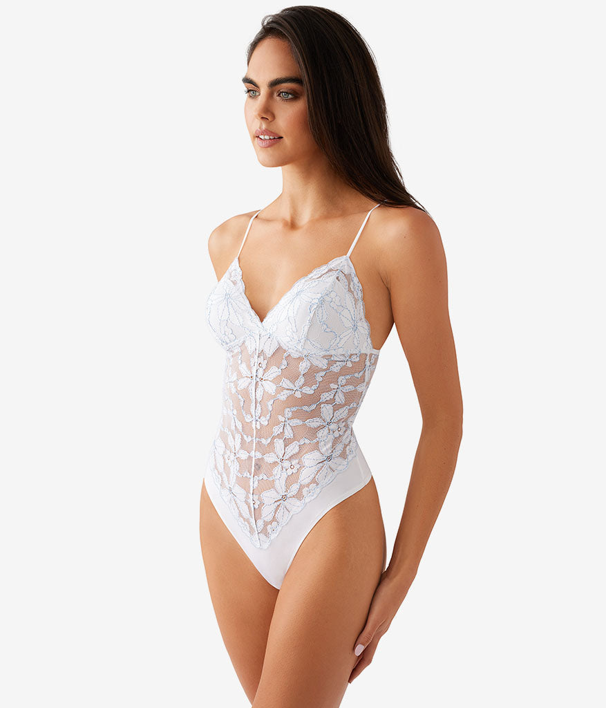 Feeling Famous Bodysuit - White/Frozen Fjord | Wacoal Top Pick