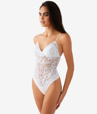 Feeling Famous Bodysuit - White/Frozen Fjord | Wacoal Top Pick