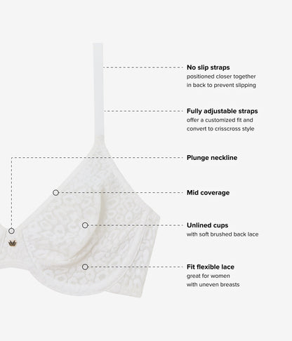 High Bar™ Plunge Underwire Bra - White | Wacoal Smart Buy