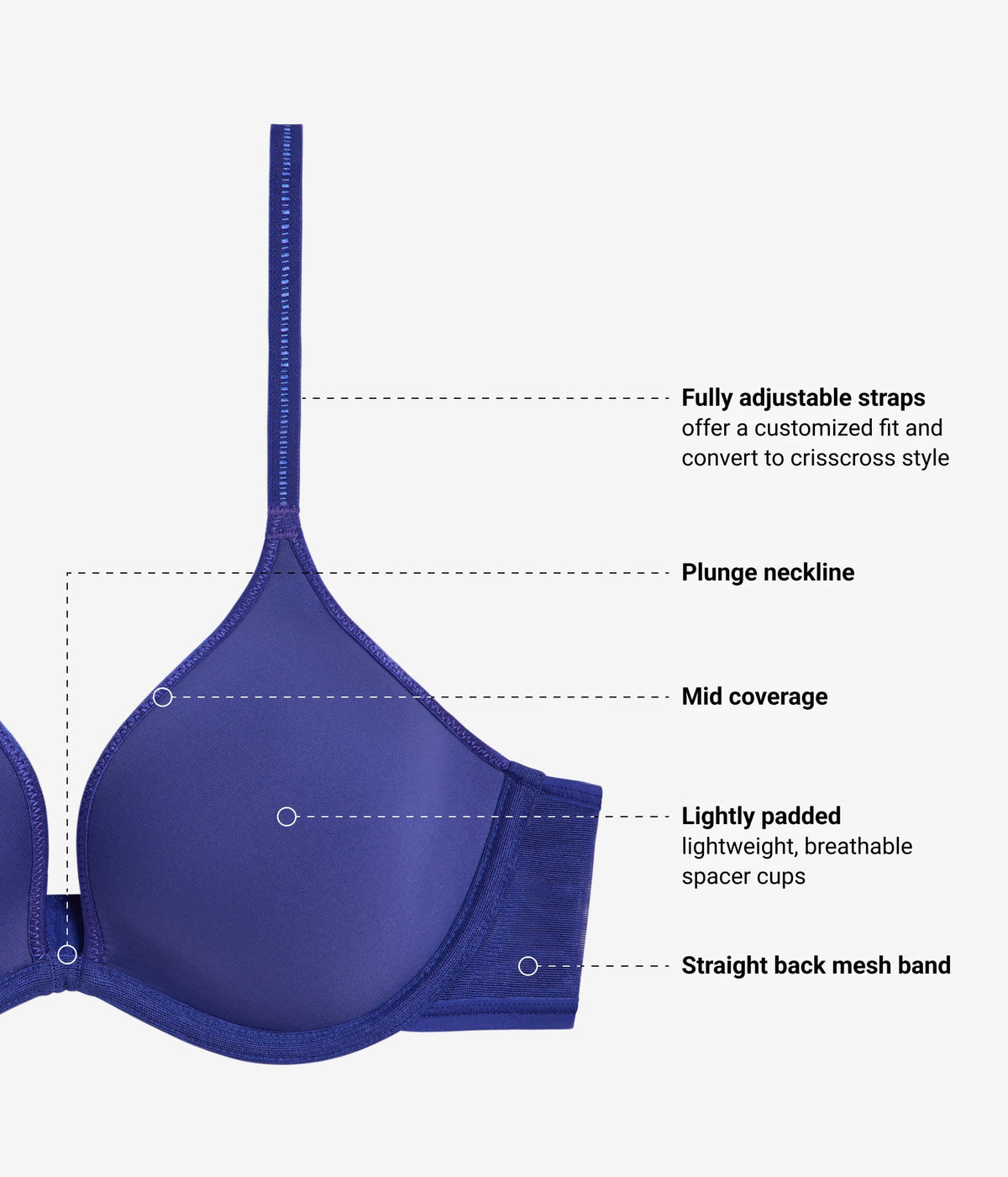 Full Transparency Plunge T-Shirt Bra - Spectrum Blue | Wacoal Value