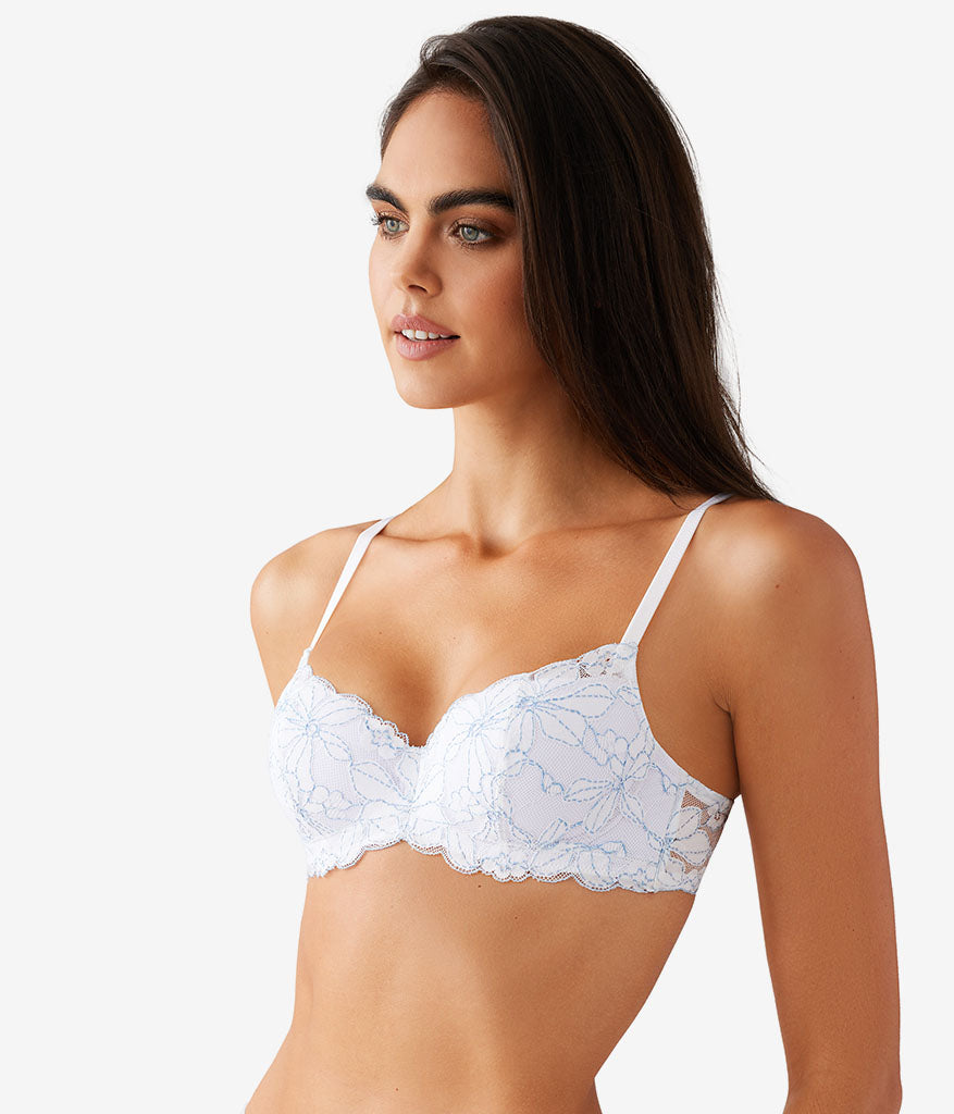 Feeling Famous Balconette Contour Bra - White/Frozen Fjord | Wacoal Great Value
