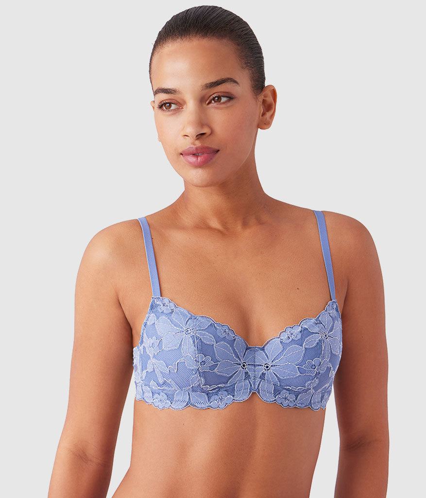 Feeling Famous Balconette Contour Bra - Country Blue/Bright White | Wacoal Quality