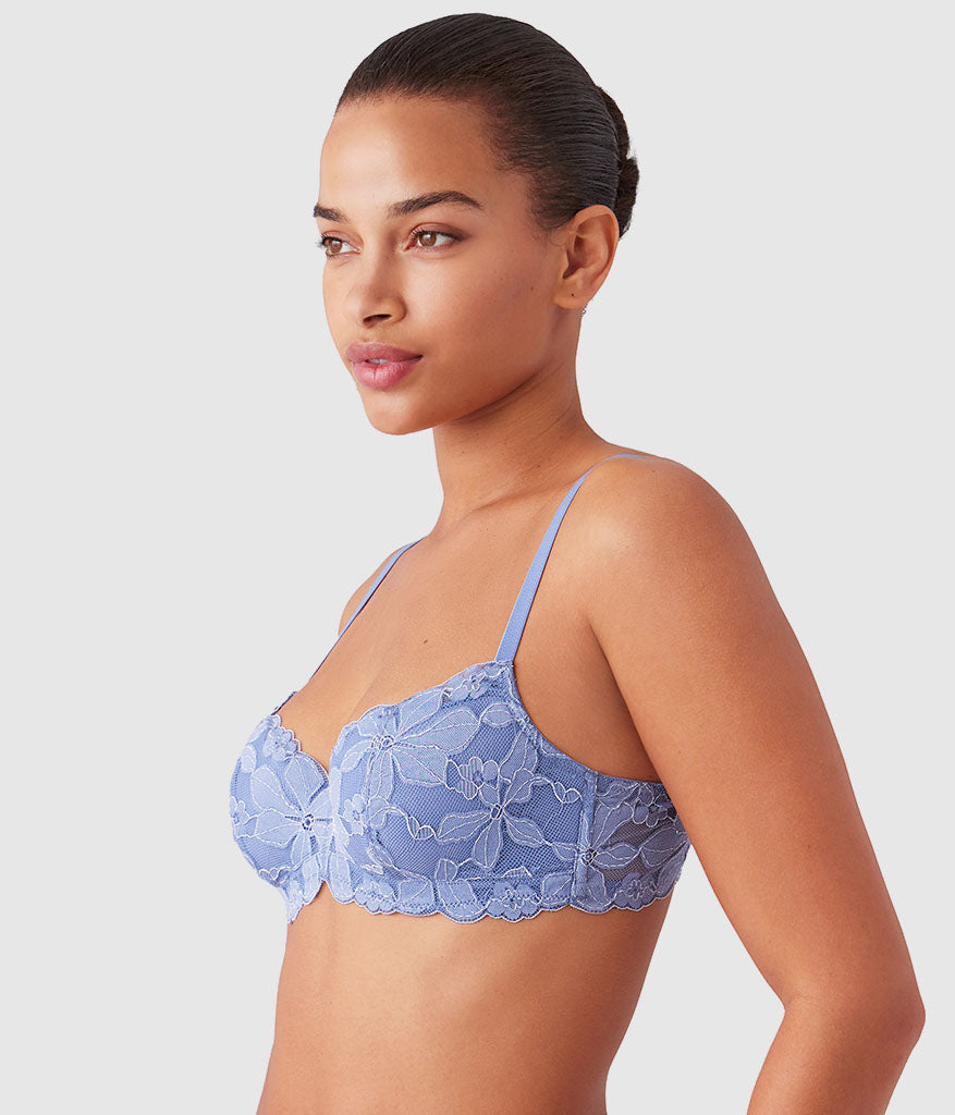 Feeling Famous Balconette Contour Bra - Country Blue/Bright White | Wacoal Quality