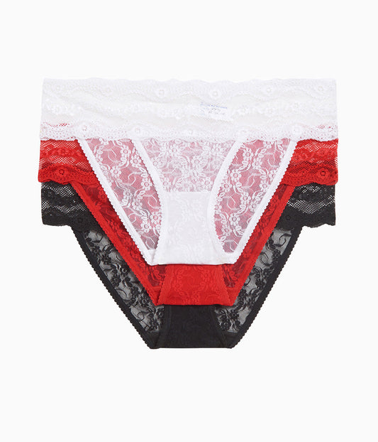 Lace Kiss Bikini Panty Pack - White/Crimson Red/Night | Wacoal Quality